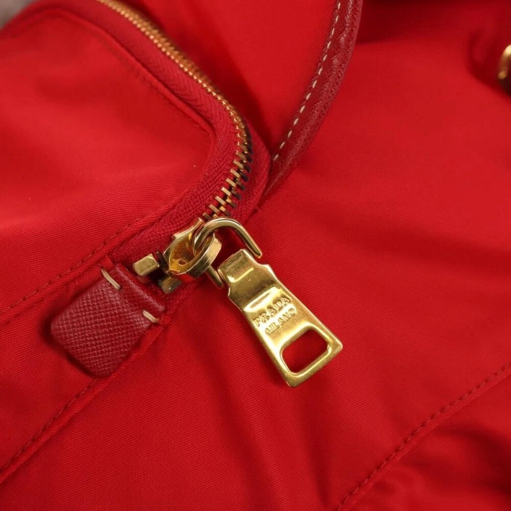 PRADA Backpack Nylon Red Gold Auth 158701V - Picture 10 of 16